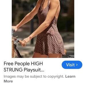 Free People Brown and White Polka Dot Romper